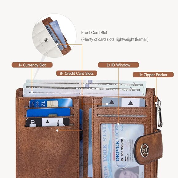 BOSTANTEN Small Wallet Leather RFID Blocking Card Holder Bifold Compact NWT - Picture 4 of 6